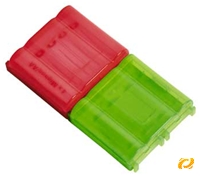 Hama 2 Akkuboxen transparent rot/grün für je 4x AA/AAA Akkus, steckbar