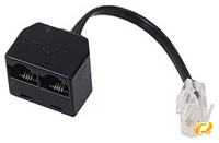 Hama Modular-Stecker 8p4c Adapter auf 2 Modular-Kupplungen 8p4c, schwarz ISDN-Verteiler, 2fach, zum Anschluss zweier ISDN-Endger�te an den So-Bus, mit Abschlusswiderst�nden: 2 x 100Ohm, L�nge: 0,10m