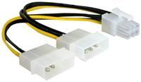 DeLOCK Stromkabel f�r PCI Express Karten L�nge 15cm, Y-Stromkabel, 2x 5.25' Stecker, 1x 6pin