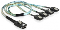 DeLOCK mini SAS 36pin Kabel (SFF 8087) zu 4x SATA metall 7pin Serial-attached SCSI Kabel, Kabel für internen Anschluss, 50cm