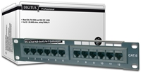 Digitus 10' Cat5e Patch Panel 12-Port geschirmt, RJ 45 Buchsen, farbcodiert, Kabelinstallation �ber LSA Leisten, schraubbare Zugentlastung, Fixierm�glichkeit f�r Kabelbinder, zentraler Masseanschluss, 1HE