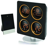 Proficell technoline WS 6830 schwarz/ Elektronische Wetterstation silber  , Innen- und Außentemperatur, Wettervorhersage mit Wettersymbolen, Wettertendenz, Uhr, bernsteinfarbene LED