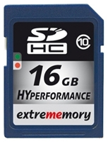 extreMemory SDHC Karte 16GB Klasse 10, 15MB/s schreiben, 22MB/s lesen, High Performance