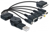 DeLOCK USB2.0 Ladekabel 6-fach zum Aufladen von iPod, Nintendo, PSP Adapter für iPod, Nintendo DS Lite, Nintendo DS, PSP, USB mini 5pin, 3.5 DC Buchse