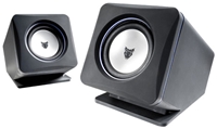 Vivanco B-SP-MOB LUG bazoo ODIN MOBILE II Notebook Speaker, 2.0 Lautsprecher- system, 3 Watt RMS, 3.5mm Klinke, USB, spezieller Oberflächenbeschichtung, Stromanschluß, integrierter Lautstärkeregler mit dezenter blauer Illumination, magnetisch geschirmt, kompaktes Design