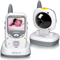 Audioline Baby Care V100 Babyphone,  Lautst�rkeregler, Nachtsichtfunktion, 2.4GHz, bis 150m �bertragung