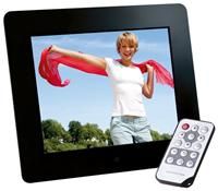 Intenso 8' Photobase schwarz 20.3cm, SVGA 800x600, 400:1, SD/SDHC/MultiMedia/ Memory Stick, USB2.0, JPEG, Kalender, Uhr, Timer, Fernbedienung, Kunststoff