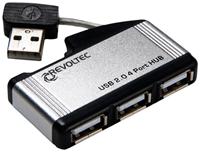 Revoltec USB2.0-Hub 4-Port silber 4x USB2.0, Aluminium