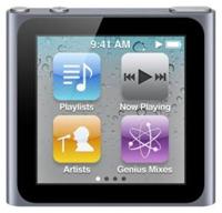 Apple iPod nano 6G 16GB graphite 1.54' Multitouchdisplay, FM-Radio, Beschleunigungssensor, Bedienungshilfen (VoiceOver, Wei� auf Schwarz, Mono-Audio)