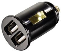 Hama USB-Kfz-Ladegerät Dual Piccolino passend für PKW-Bordnetz (12V), 2 USB-Ausgänge zum gleichzeitigen Laden von 2 Geräten, USB-Ausgang: 5V/2000mA, Ladestrom: 2000mA,  schwarz