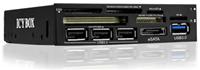 RaidSonic ICY BOX IB-864-B 60in1 Kartenleser, 3x USB2.0, 1x USB3.0, 1x eSATA, Einbau in 3.5'-Schacht