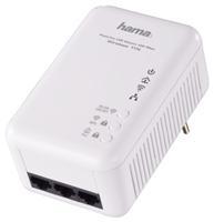 Hama Powerline WLAN-Adapter WLAN b/g/n, 200Mbps, 64/128bit WEP, WPA, WPA2, inkl. CAT5e UTP LAN-Kabel
