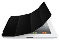 Apple Smart Cover Leder schwarz für Apple iPad, magnetisch anhängbares Displaycover, zusammenklappbar und als Stand nutzbar, innen und aussen die gleiche Farbe