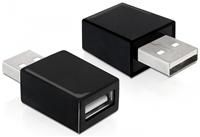 DeLOCK Adapter USB2.0 Stecker-Buchse schwarz,  passend für iPad/iPhone/iPod, USB2.0-A Stecker auf USB2.0-A Buchse, ermöglicht das Aufladen über einen aktiven USB Port, 5V, nickelbeschichtet, LxBxH: 35.8x18.8x12.2mm