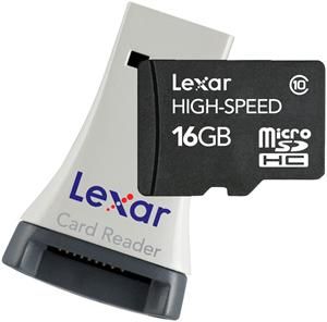 Lexar microSDHC Karte 16GB HighSpeed mit Kartenlesegerät (item no. 90422380) - Picture #1